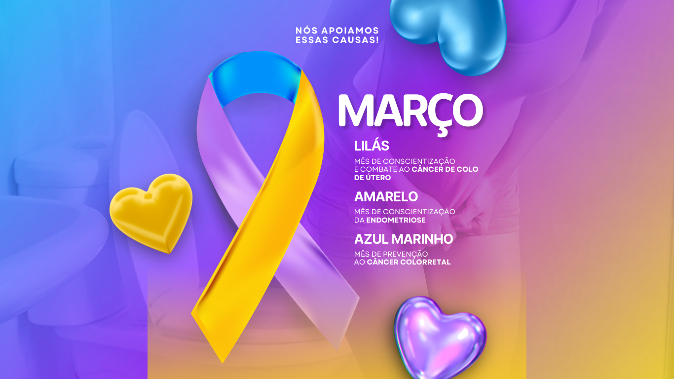 Post instagram para março lilás, azul marinho e amarelo ousado lilás (Site)
